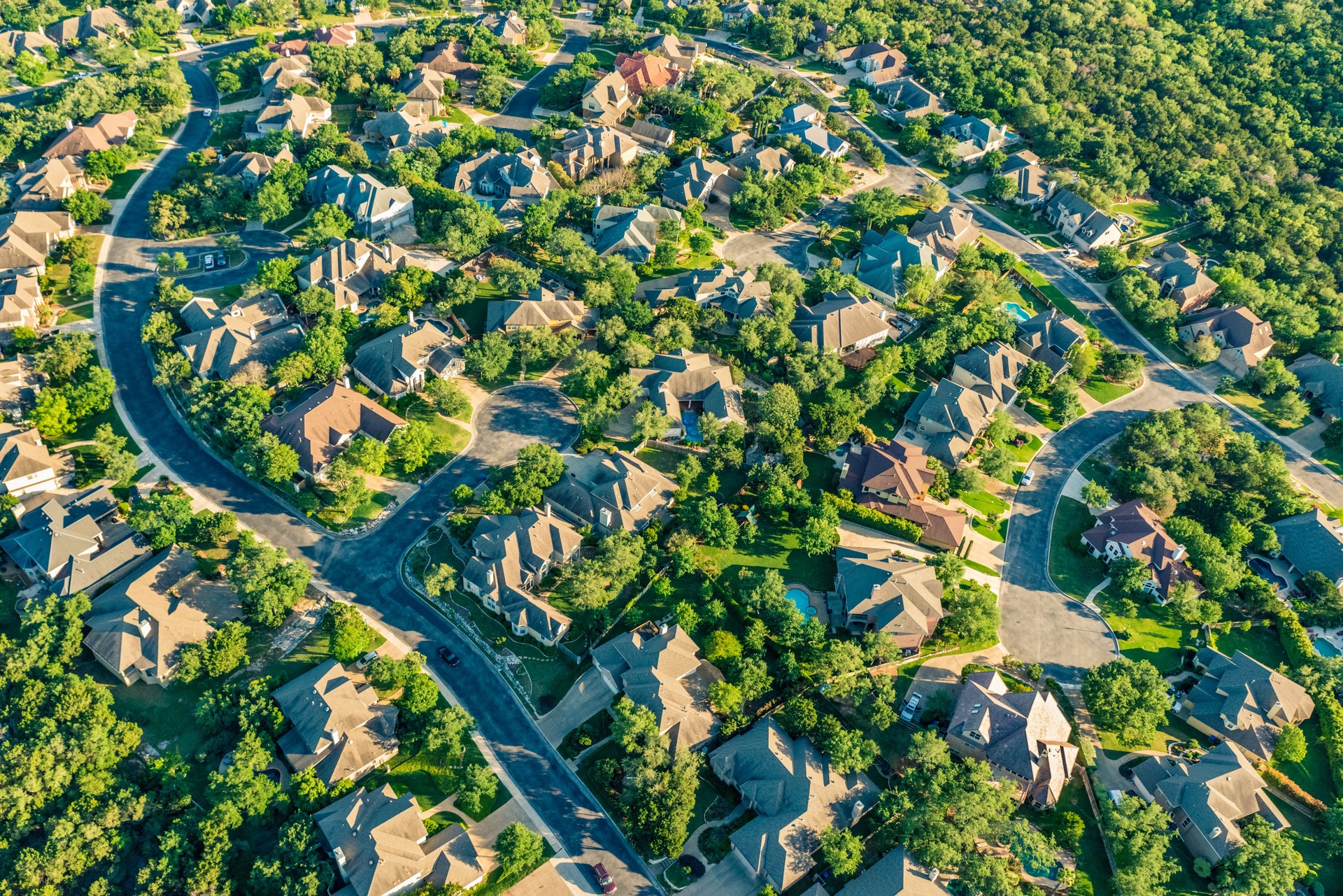 San AntonioTexas suburban housing development neighborhood - aerial view