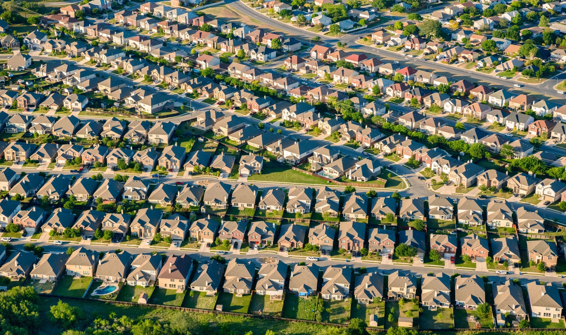San AntonioTexas suburban housing development neighborhood - aerial view